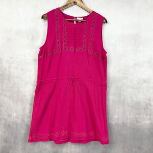 Garnet Hill Womens Dress XL Hot Pink Gauzy Cotton Resort Coastal Boho Cottage‎